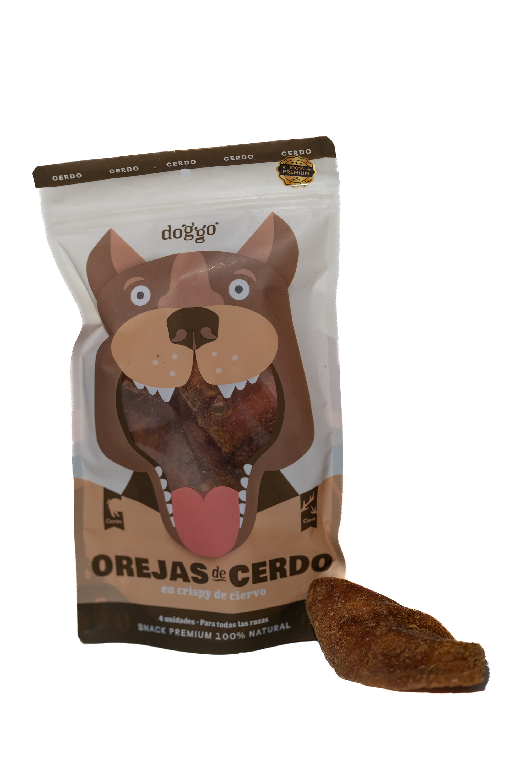 Snack para Perros 100% Natural - Orejas de Cerdo en Crispy de Ciervo
