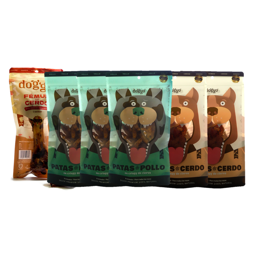 Pack - 3 Patas de Pollo + 2 Orejas de Cerdo + 1 Fémur de Cerdo
